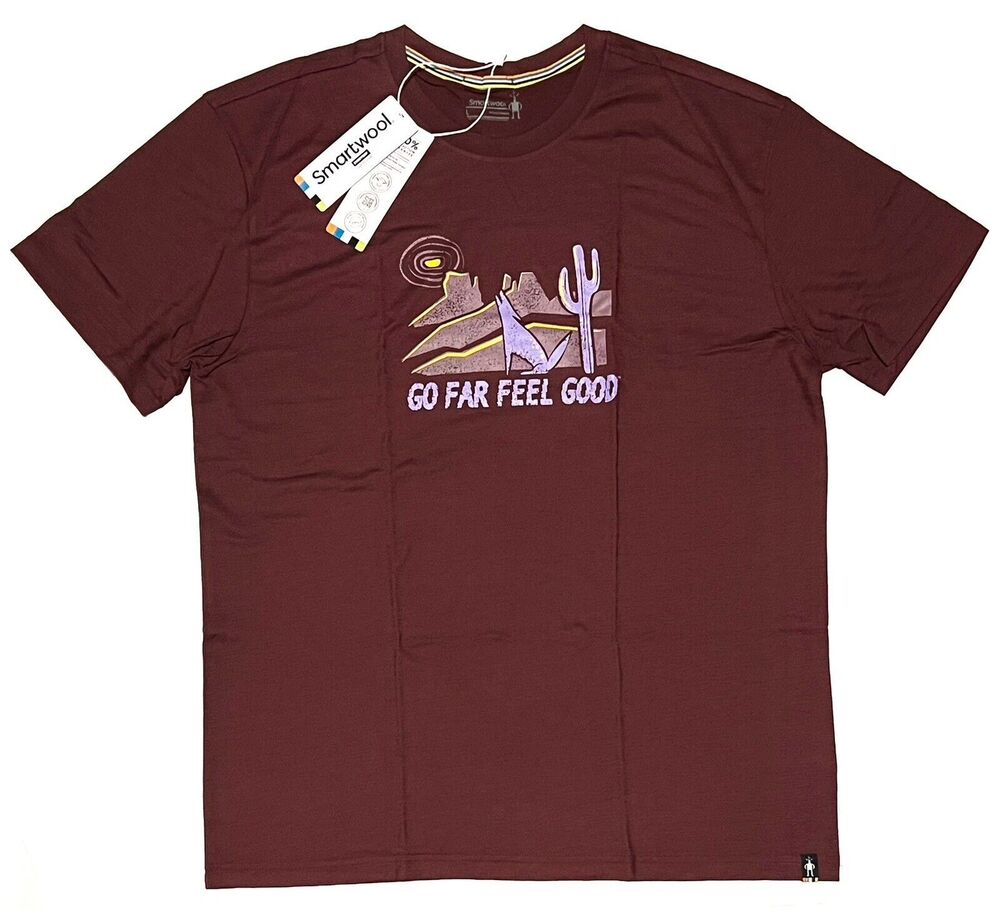 Smartwool Moonlight Desert Graphic T-Shirt Tee Size L Short Sleeve Burgundy NWT